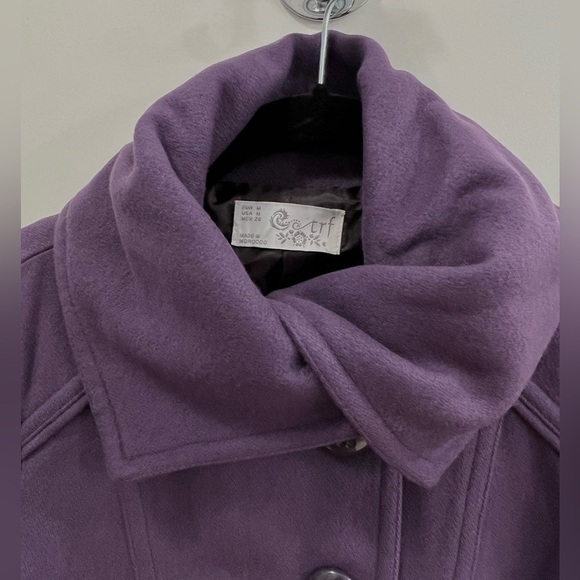 Zara TRF Collection Purple Wool Blend Coat with Belt Size M - Picture 3 of 5